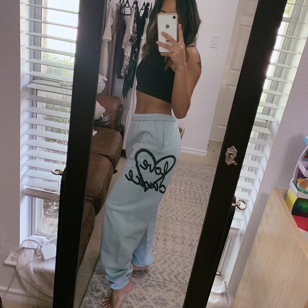 baby blue “love dance” sweats